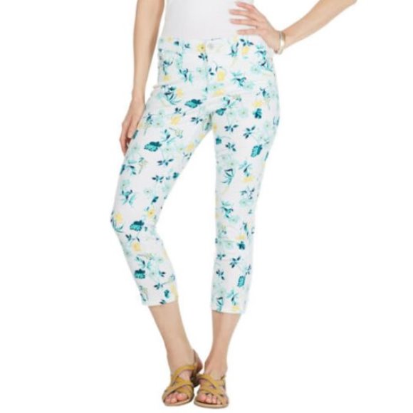 Charter Club Womens Printed Capri Pants Blue Size 12 Petite